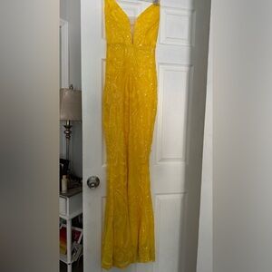 SHEIN Strapless Yellow Dress